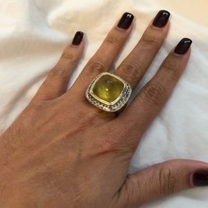 DY HAMMERED ALBION RING WITH CITRINE & 18K GOLD